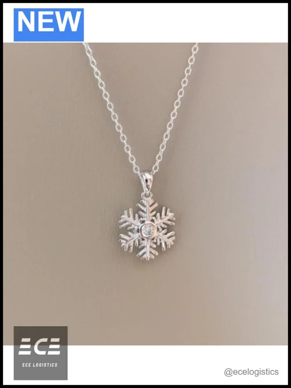 Sterling Silver Canadian Diamond Snowflake Pendant Necklace 18